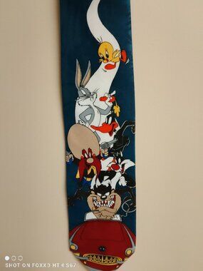 Men's Vintage 1993 Hotcakes Looney Tunes Navy Necktie